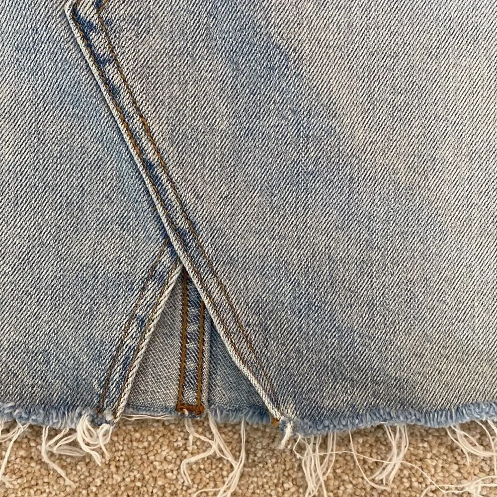 Madewell Rigid Denim A-Line Skirt Cut Out Edition Raw Hem Size 27
